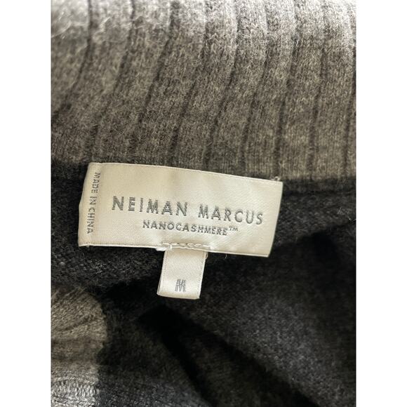 Neiman Marcus Nano Cashmere Gray 1/4 Zipper Sweater Medium - Picture 4 of 6